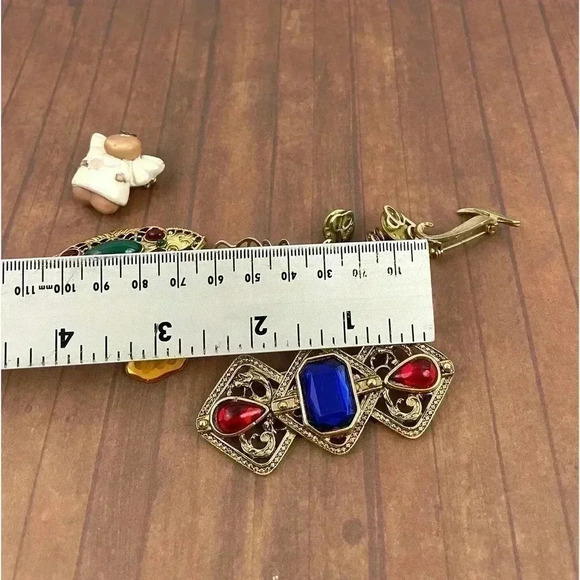 VTG Lot of 9 Brooch Pin Assorted Initial Silver Gold Tone - Picture 9 of 10